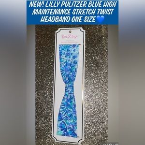 New! Lilly Pulitzer Blue High Maintenance Stretch Twist Headband One Size💙🌊